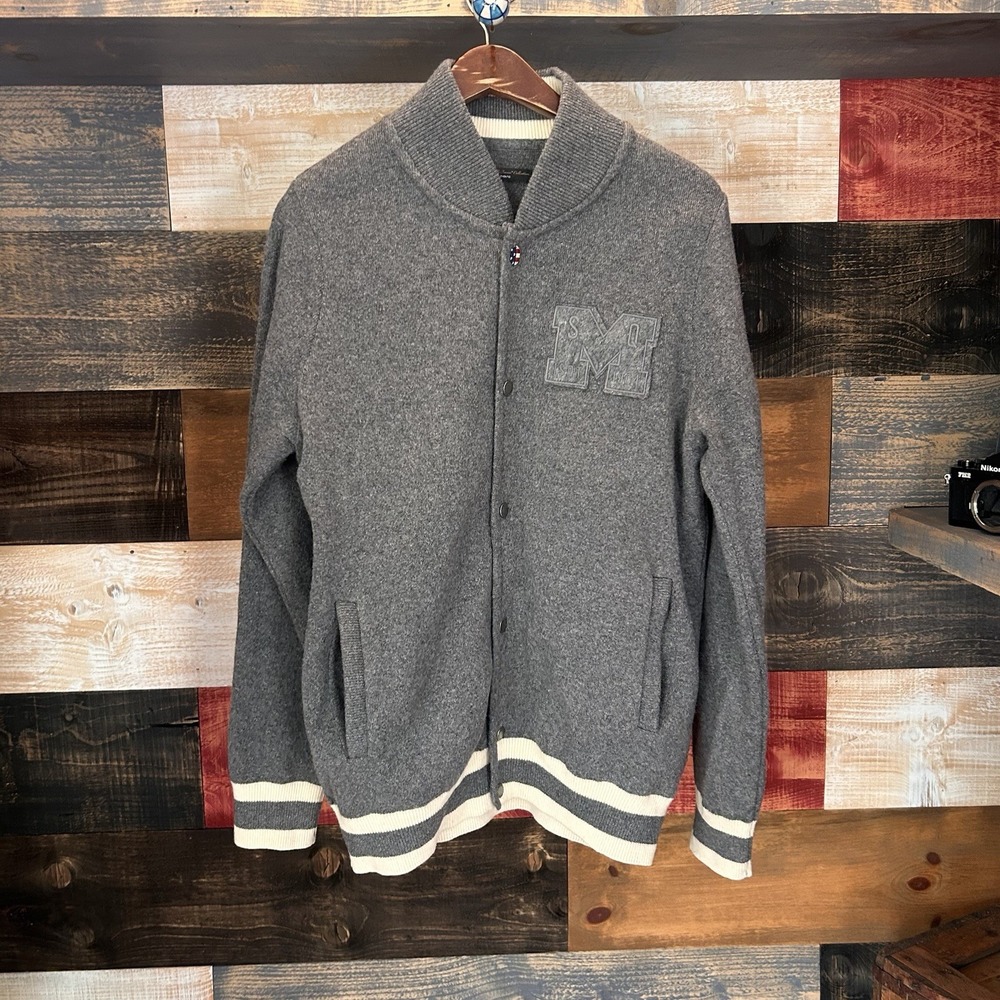 Barbour Beech Steve McQueen Grey Mens Bomber Jacket Coat Size M Lambswool